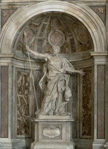 Standbeeld van St. Longinus, aan de voet van de vier pilaren die de koepel ondersteunen, 1631-38
